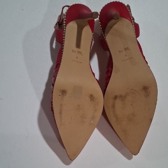 Coach Women's Red Pointed Toe Heels Size 8 - Picture 8 of 11